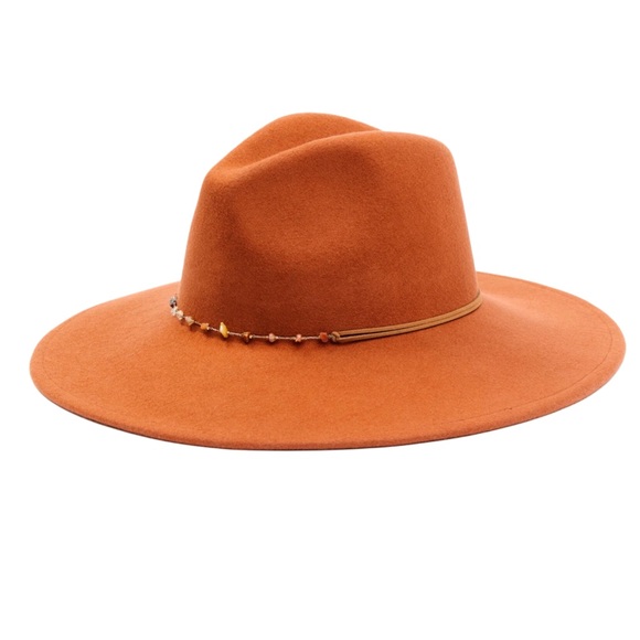 Shyanne Accessories - Shyanne Rust Copper Beaded Rust Band Western Fedora Hat|OSFM